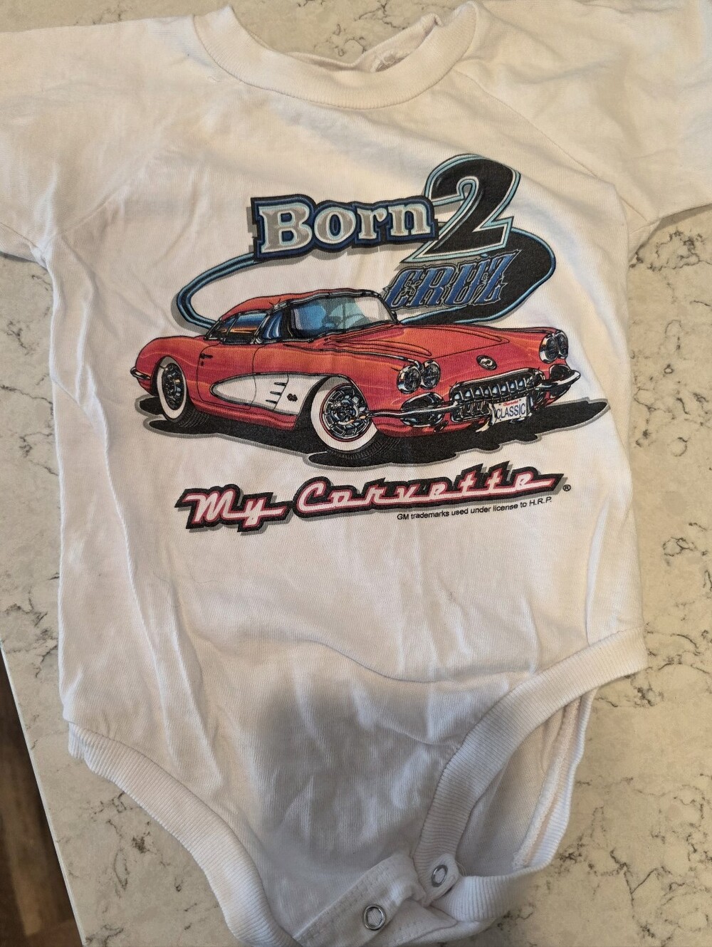 Born 2 Cruz My Corvette White Graphic Baby Bodysuit Size 24 Mos Romper Hot Rods